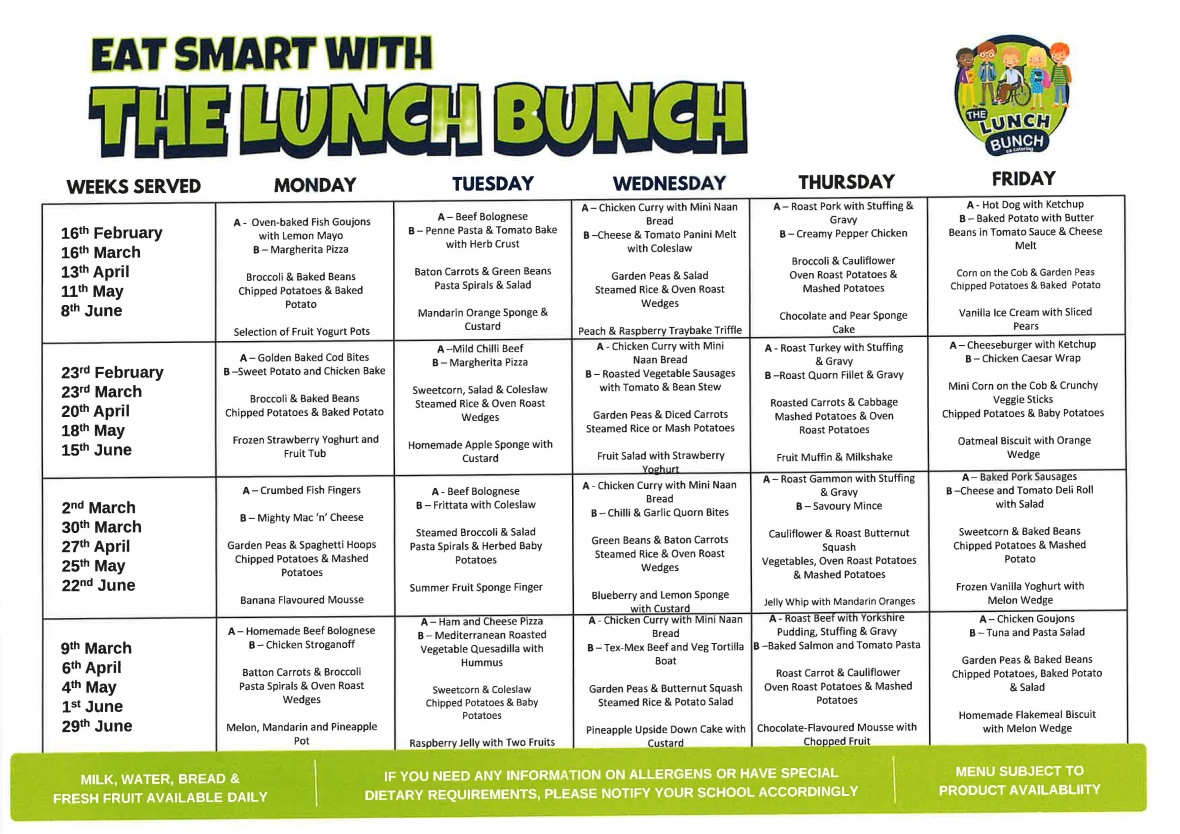 Dinner Menu 25/26 (October - Jan)