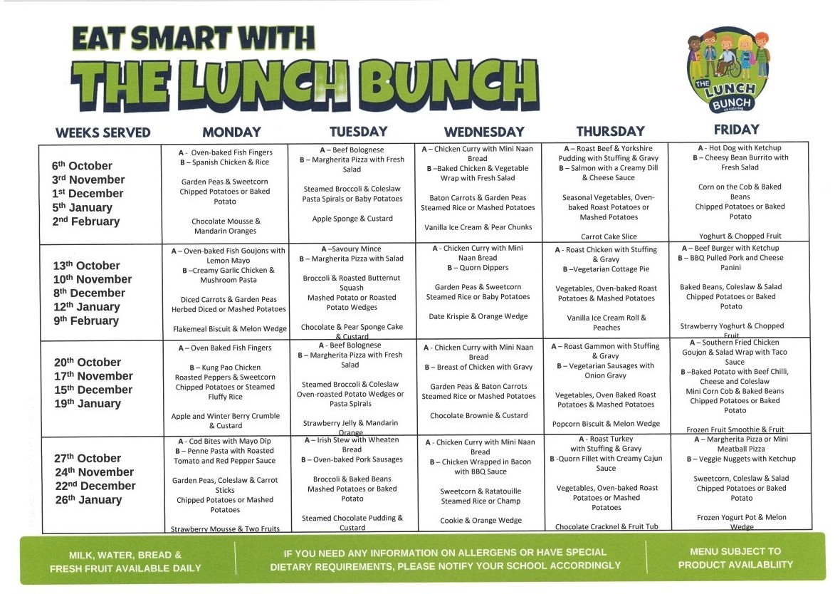 Dinner Menu 25/26 (October - Jan)