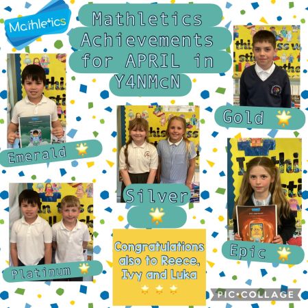 Mathletics certificates earned from Year 4NMcN 