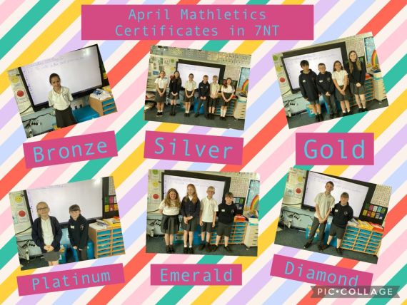 Mathletics certificates in Y7NT 