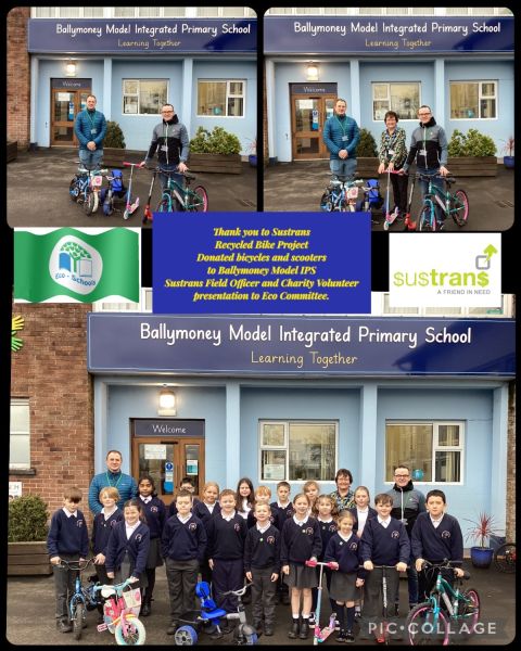 Thank you to Sustrans “Recycled Bike Project,” for donating bicycles and scooters to Ballymoney Model IPS